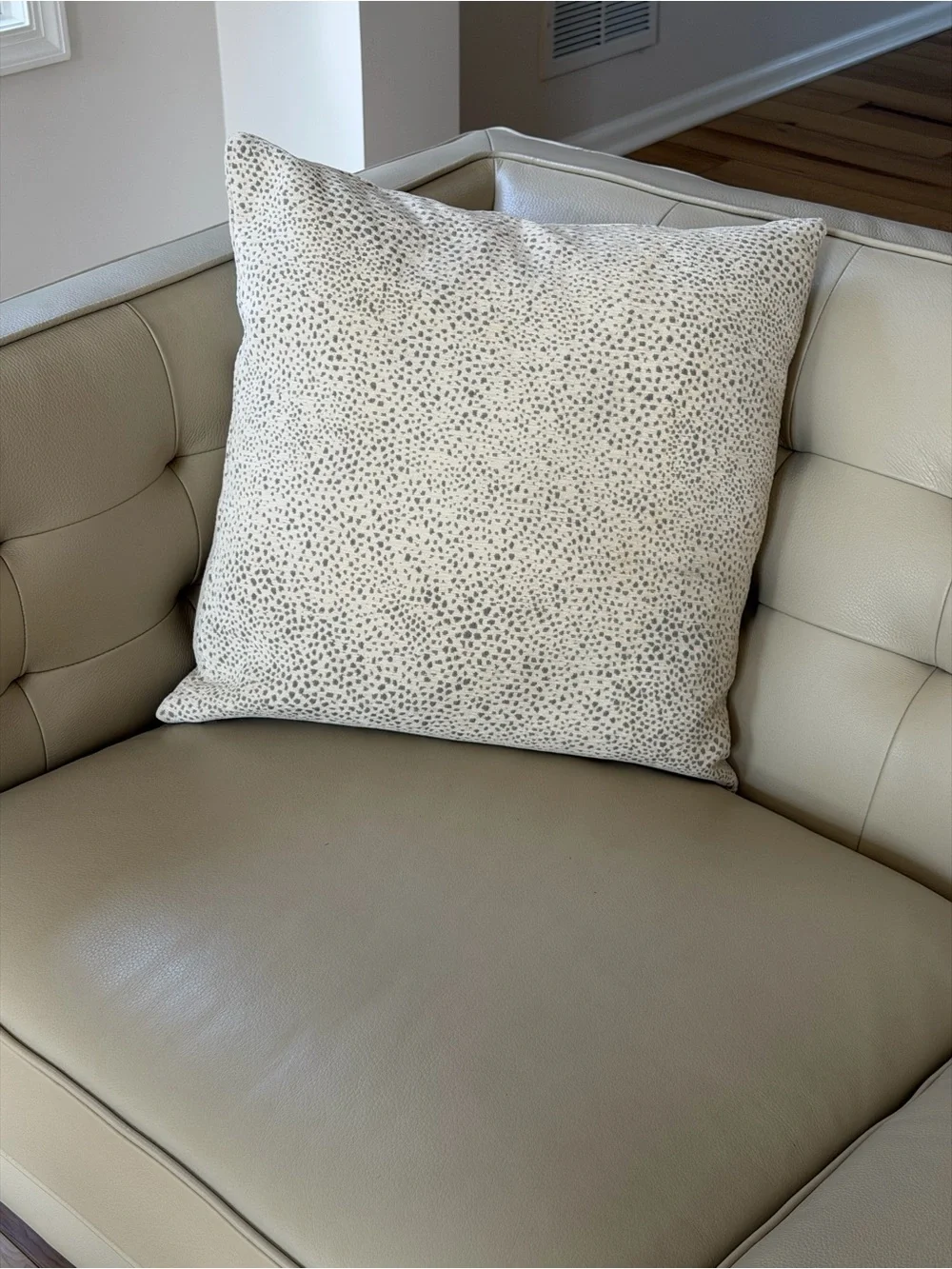 West Elm Cream Pillow with Gray Speckle